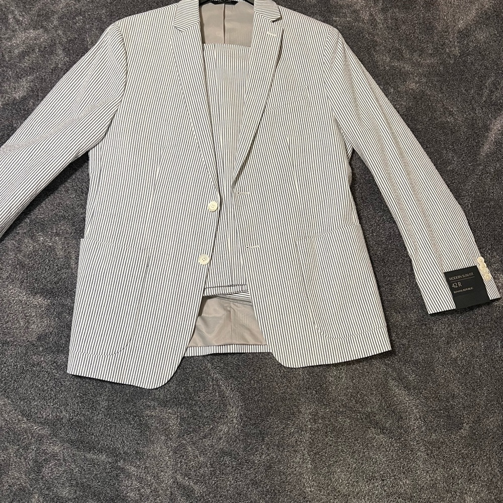 Men's Striped Blazer - Black and White